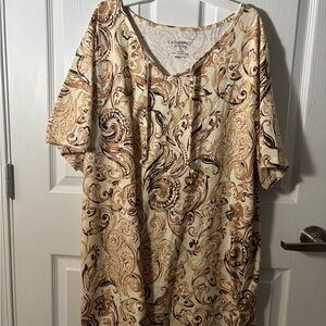 Catherines Cream and Brown Paisley Top